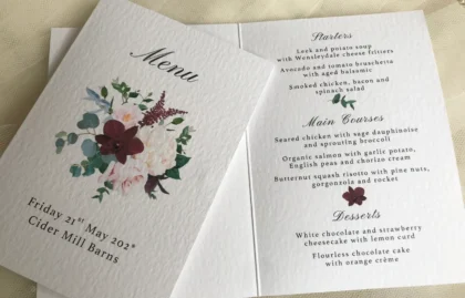 Burgundy Floral Booklet Menus