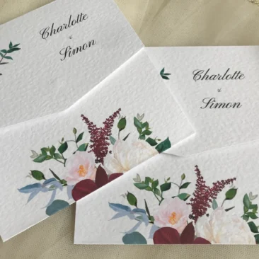 Burgundy Floral Tri Fold Invitations