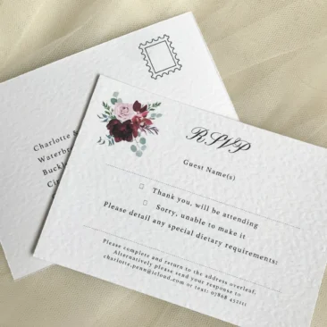 Burgundy Floral RSVP Postcards