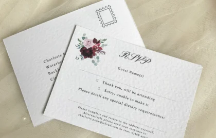 Burgundy Floral RSVP Postcards