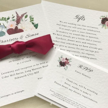 Burgundy Floral Wedding Invitation Bundle