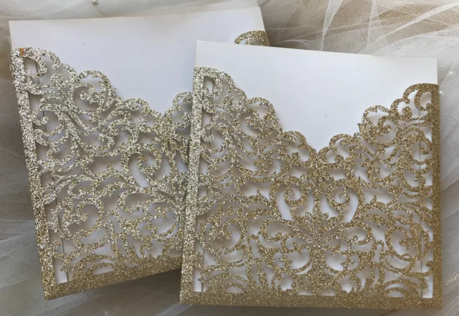 Gold Glitter Laser Cut Pockets