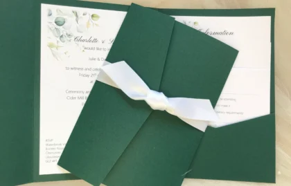 Dark Forest Green Pocketfold Invitations