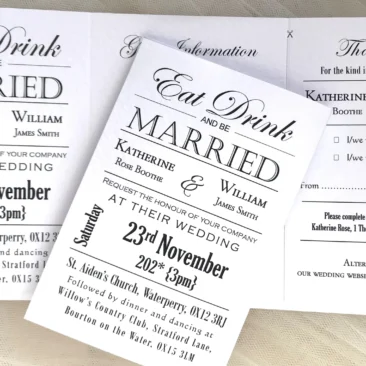 Eat Drink and Be Married Concertina Invitation