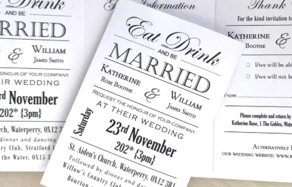 Eat Drink and Be Married Concertina Invitation