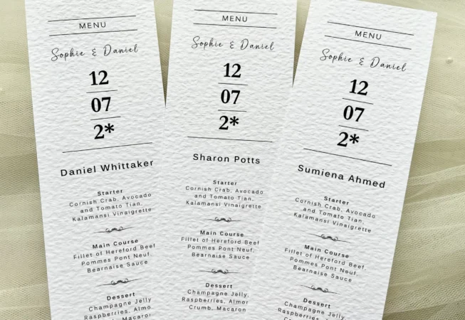 London Menu Cards