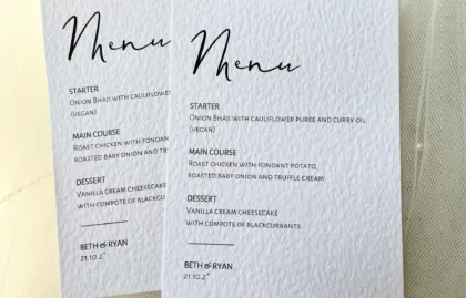 Minimalist Menu Cards