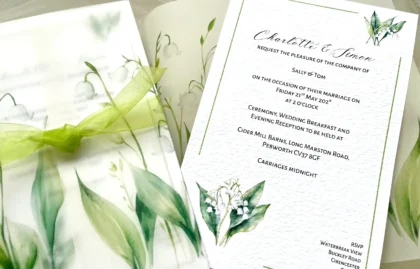 Lily of the Valley Vellum Cover Invites