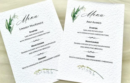 Lily of the Valley Menu Cards