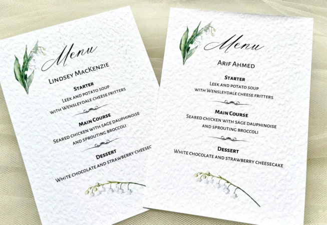 Lily of the Valley Menu Card