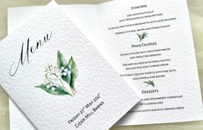 Lily of the Valley Menu Booklets