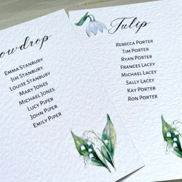 Lily of the Valley Table Plan Cards