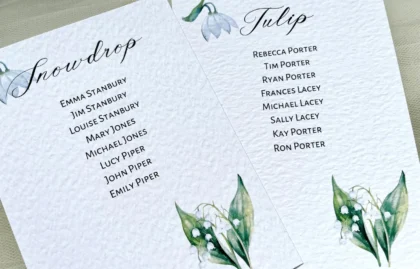 Lily of the Valley Table Plan Cards