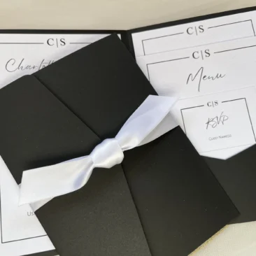 Black Pocketfold Invitations – Purity