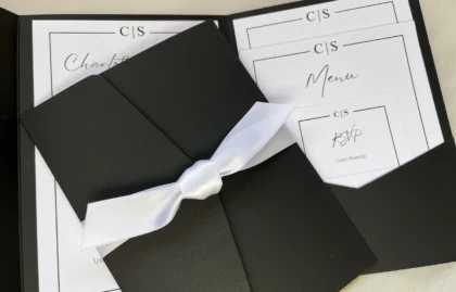 Black Pocketfold Invitations – Purity