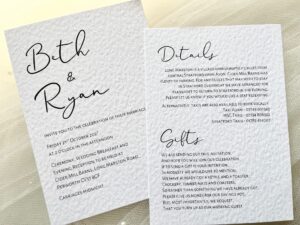 Minimalist wedding invitations